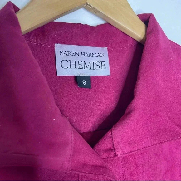 Karen Harman Chemise Berry Button Front Shirt Size 8 - Picture 5 of 6